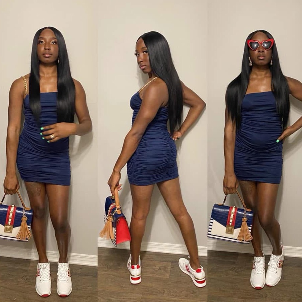 Aldo Blue Strapless Bodycon Dress
